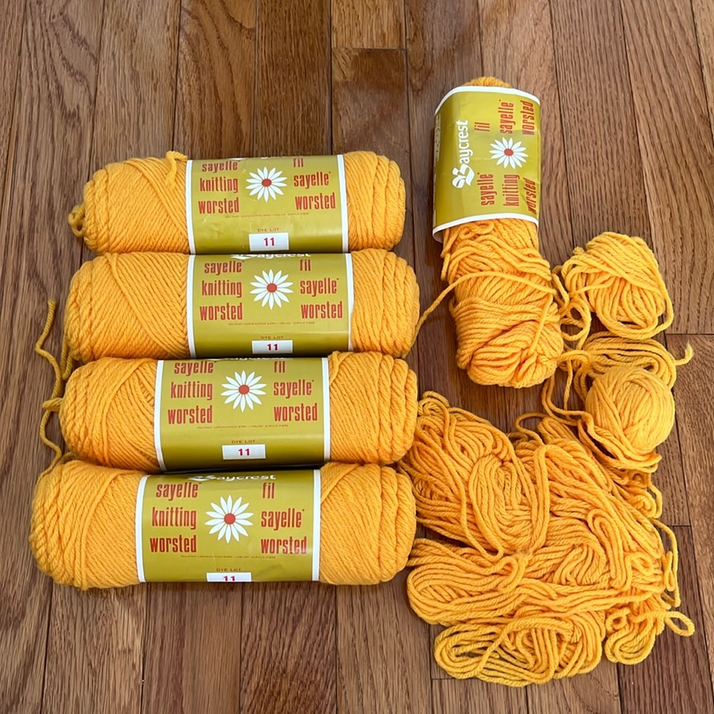 Lot of Four (4) Plus Skeins of Baycrest Sayelle Knitting Worsted in Gala Gold